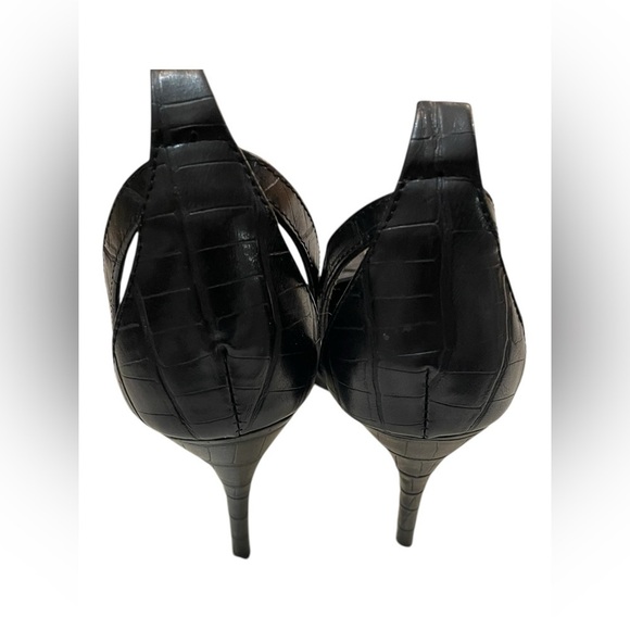 BLACK CUT OUT HEEL METAL TOE COURT SHOE SIZE 10.5 - Picture 6 of 13